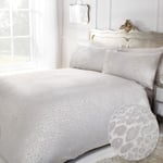 Sleepdown Leopard Silver Luxury Jacquard Duvet Cover Quilt Bedding Set with Pillowcase - Single (135cm x 200cm)