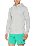 Nike Men Hoodie FZ Club Jacket - Dark Grey Heather/(White), Large