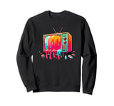 Dripping Paint Vintage Television TV Retro 70s 80s Sweatshirt