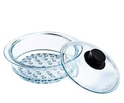 Pyrex - Panier Vapeur 20cm et Couvercle avec bouton - Verre Borosilicate - Made in France