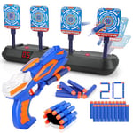 Cible pour Nerf avec Pistolet Enfant, Cible Electrique de Tir Automatique avec 20 Flechette Jouet Garçon Fille 3 4 5 6 7 8 9 10 Ans Cadeau Noel Anniversaire Paques Jeux Balster Gun Toy