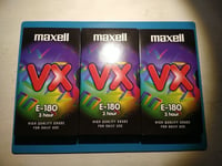 Maxell VX E180 Blank VHS Tapes - Never used Brand new (X3)