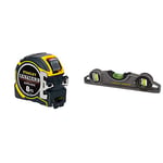 STANLEY XTHT0-33501 FATMAX Autolock Tape, 8m Metric Only, Yellow/Black & STANLEY FATMAX XTREME Torpedo Level Heavy Duty Aluminium Body and Magnetic Base Including 3 Reversible Vials 0-43-609