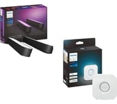 PHILIPS HUE White and Colour Ambiance Play Light Bar Plus Starter Kit - Black, Twin Pack