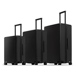 LEVEL8 Valise de Voyage à roulettes Pivotantes, Valise Rigide Légère à 4 Roues, Spinner 100% PC,Texturée Micro-Diamant Serrure TSA Intégrée, Lot de 3 valises (40L/88L/105L, Noir)