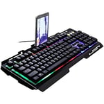 ZYDP Gaming Keyboard Wired Keyboard with Colorful Lights for Computer Phone Game (Color : Black)