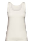 T-Shirt Top Wide Crew Neck Tops T-shirts & Tops Sleeveless White Tom Tailor