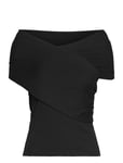 Off-The-Shoulder Rib-Knit Top Tops Knitwear Jumpers Black Lauren Ralph Lauren