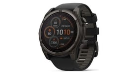 Montre gps garmin fenix 8 solar   51 mm sapphire titane carbon gray dlc avec bracelet en silicone noir gris