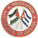 Flag of Cuba and Palestine SOLIDARITY REVOLUTION VICTORY Enamel Metal Badge