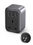 UGREEN Travel Adapter UK to USA, USA Travel Adapter with USB Ports (2 USB&1 USB-C) PD 30W GaN Fast 4-in-1 Travel Plugs for USA, Canada, Mexico,Brazil, Philippines (Type B)