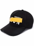 Dsquared2 Mens Taped Be Icon six-panel Cap in Black & Yellow Cotton - One Size