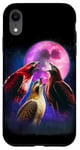 Coque pour iPhone XR 3 fauves hurlant à la lune Funny Hawk, ornithologue amateur d'oiseaux