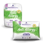 Slumberdown Anti Allergy, Anti Bacterial 10.5 Tog Duvet + 2 Pillows, King