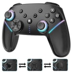 Cehensy Manette Switch Sans Fil pour Nintendo Switch/Lite/OLED/PC, Manette Switch Pro avec LED RGB 9 Couleurs,Batterie 950 mAh,Programmable,Wake Up,Turbo,6 Axis Gyro,Dual Vibration,Noir