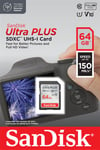 Carte mémoire SD SanDisk Ultra Plus SDXC 64 Go 150 MB/s Gris et Rouge