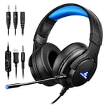 LYCANDER Gaming Headset with Microphone LED Light, 3.5mm input - for PC, PS4, Xbox One, Nintendo Switch and more (Intermediate - Black/Blue)