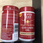 Seven Seas Cod Liver Oil Max Strength 885mg With Vitamin D, 60 Capsules X2