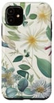 Coque pour iPhone 11 Eucalyptus green blossom watercolor floral branches leaves