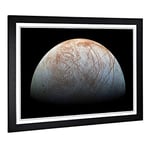 Big Box Art Framed Print of Planet Jupiter Moon Space Design | Wall Art Picture | Home Decor for Kitchen, Living, Dining Room, Bedroom, Hallway, Office, Black, A2 / 24.5x18 Inch / 62x45cm