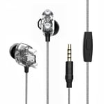 Dual Dynamic Driver Graphene Earphone 3.5mm Wired Control In-Ear Heavy Bass Stereo Earbuds Headphone with Mic,Black