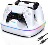 Station De Charge Pour Manette Ps5, Ps5 Chargeur Double De Charge Protection Contre La Surchauffe Station De Chargement Triple Protection Avec Voyant Led/Charge Rapide-Blanc.[V12]