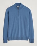 Canali Merino Wool Half Zip Light Blue