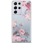 BABACO ERT Group Coque de téléphone Portable pour Samsung S21 Ultra Original et sous Licence Officielle Motif Flowers 055 Parfaitement adapté à la Forme du téléphone Portable, partiel imprimé