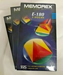 3 x MEMOREX E-180 VHS Blank Video Cassette Tapes - BRAND NEW & SEALED