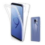 Evetane - Coque Silicone Compatible Samsung Galaxy S9 - Protection Intégrale 360, Fine et Transparente - Coque Avant & Arrière - Haute Résistance - Transparente