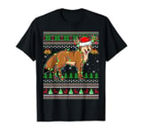 Ugly Sweater Xmas Lights Santa Hat Coyote Christmas T-Shirt