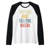 MALENA Personalized Retro Girls Part-Time MALENA Name Raglan Baseball Tee