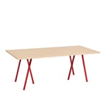 HAY - Loop Stand Table Maroon red powder coated steel frame L200 x W92,5 x H74 Clear lacquered oak tabletop Water-based lacquered oak edge - Matbord - Leif Jørgensen - Röd - Metall/Trä