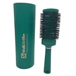 Wolf & Griffin Professional Vented Barrel Brush | Round Brush for Blow Drying | Extra Large Round Hairbrush | Ceramic Ionic Hairbrush | Jungle Green | Size 4-5.3 cm