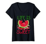 Womens Melon Summer Fruit Watermelon Lover Fresh Cool Joke V-Neck T-Shirt