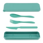 OriGlam Set de couverts de voyage en plastique avec étui, cuillère en plastique réutilisable, couteau fourchette, set de couverts de camping portable pour l'école (Vert)