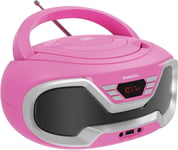 Oakcastle CD200 Portable CD Player Boombox I Bluetooth, FM Radio, USB, Pink