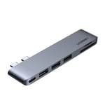 Ugreen Hub 2x USB-C till 3x USB-A 3.0 / TF / SD / USB-C för MacBook Pro / Air - Grå