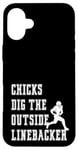 Coque pour iPhone 16 Plus Dicton graphique Chicks Dig The Outside Linebacker Player