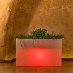Tekcnoplast - Jardinière pot de fleurs rectangulaire avec lumière en résine 80X35 cm mod. Flowerpot lampe rouge