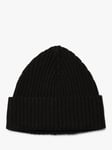 SISLEY Wool Cashmere Blend Soft Knit Beanie Hat, Black