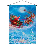 Christmas Picture Fibre Optic Lights 60cm x 40cm Fabric Scroll - Santa Sleigh