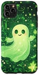 Coque pour iPhone 11 Pro Max Vert Floral Fantôme Effrayant Esthétique Vert