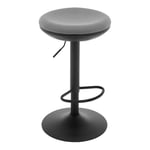 WOLTU Tabouret Bar Rond, Tabouret Haut, Chaise de Bar, Tabouret de Cuisine, Réglable en Hauteur, Pivotant à 360°, Siège Rembourré, en Tissu Élastique, avec Repose-Pieds, Gris, BH414gr-1