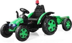 Tracteur Electrique avec Remorque Voiture Vehicule Electrique Enfants 12V 7Ah Telecommande Lumieres Musique Vert