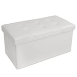 foldable space saving storage bench made of synthetic leather white 80x39x40 cm