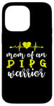 Coque pour iPhone 14 Pro Max Ruban jaune « Mom Of An DIPG Warrior Heartbeat »