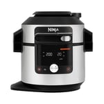 Multicuiseur Ninja Foodi MAX Air Fryer, Smart Lid, 14 fonctions de cuisson en 1, 7.5L, Cuisson sous pression, Friture à l'air, Cuisson lente, Grill et plus, sonde numérique, Acier inoxydable, OL750EU