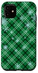 iPhone 11 Snowflakes Green Plaid Winter Christmas Pattern Case