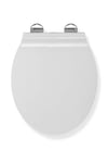 Croydex Michigan Slimline Flexi-Fix White Universal Toilet Seat Soft Close, Adjustable, Made from Anti-Bacterial Treated Plastic, Top and Bottom Fixing, Quick Release Toilet Seat